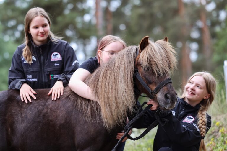 Ravikoululaiset iloitsevat ponin kanssa